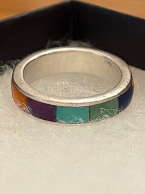 Vintage Silpada Sterling Sterling Silver Turquoise Lapis Spiny Shell Ring Sz 8